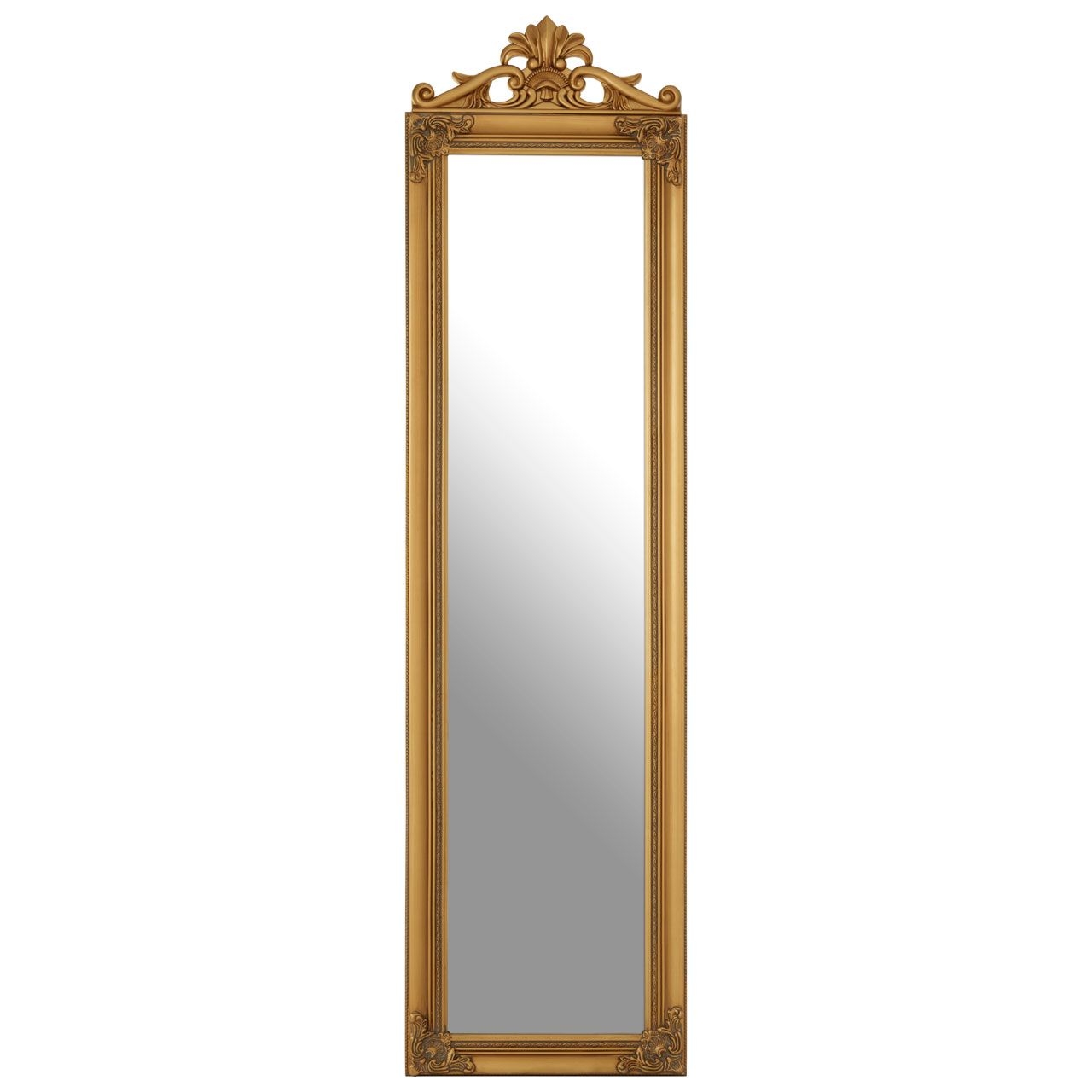 Zelma Floor Standing Cheval Mirror In Antique Gold Frame