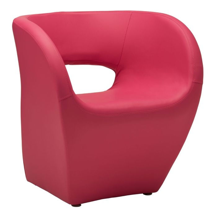 Accra Leather Effect Armchair In Hot Pink
