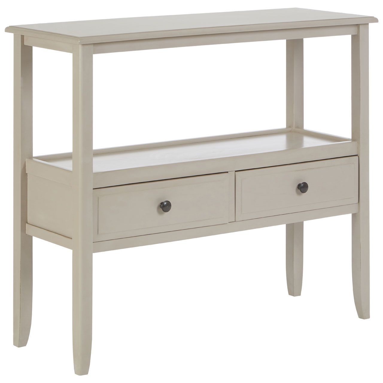 Heritage Wooden Console Table In Grey With 2 Drawers