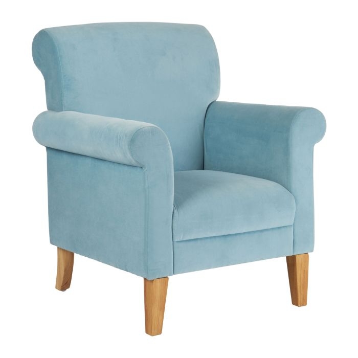 Morogor Velvet Upholstered Armchair In Blue