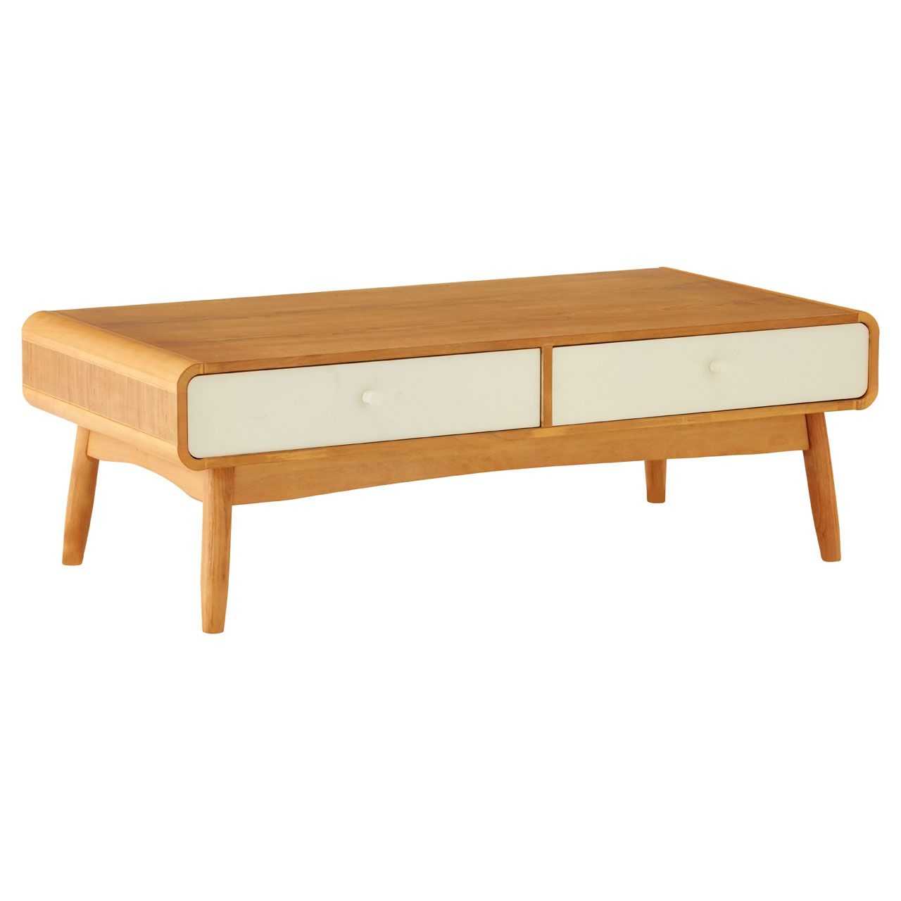 Malmo Wooden Coffee Table In Oak With 4 White High Gloss Drawers