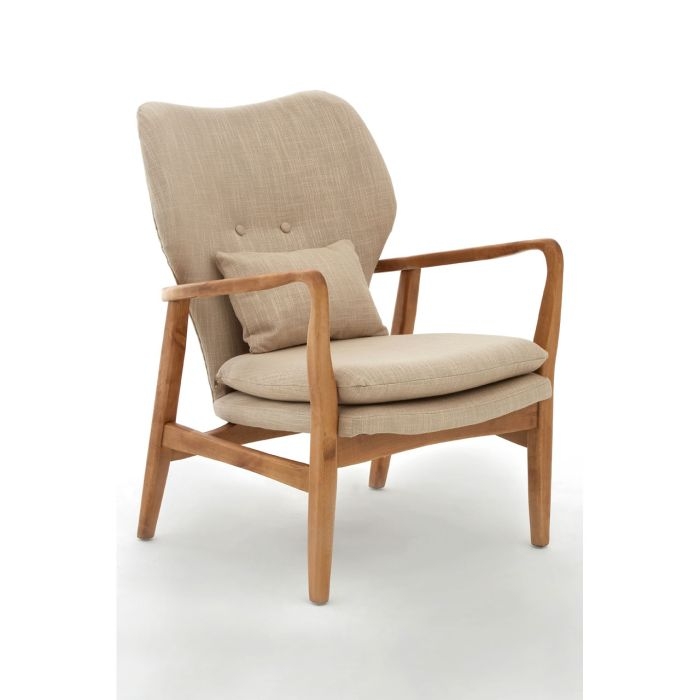 Serra Fabric Upholstered Armchair In Beige