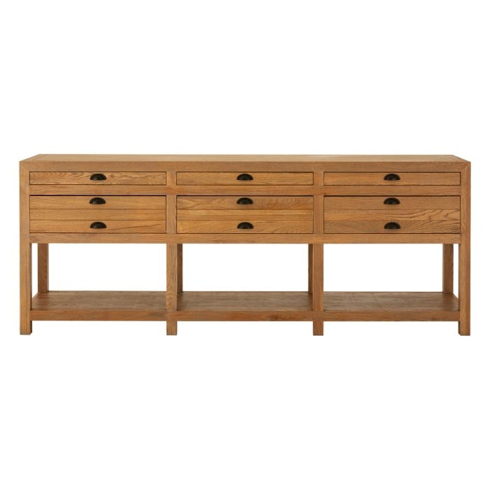 Leith Wooden Sideboard In Natural With 6 Drawers