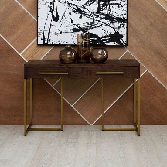 Brando Wooden Console Table In Brown With 2 Drawers