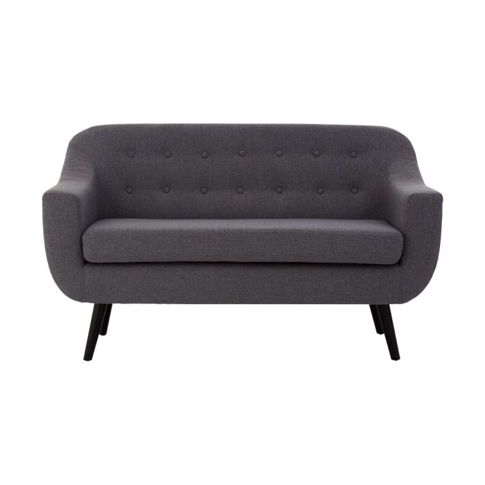 Olencia Fabric 2 Seater Sofa In Dark Grey With Black Wooden Legs