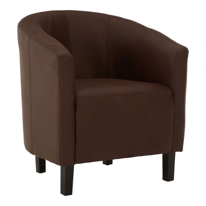 Niteroi Leather Effect Armchair In Dark Brown