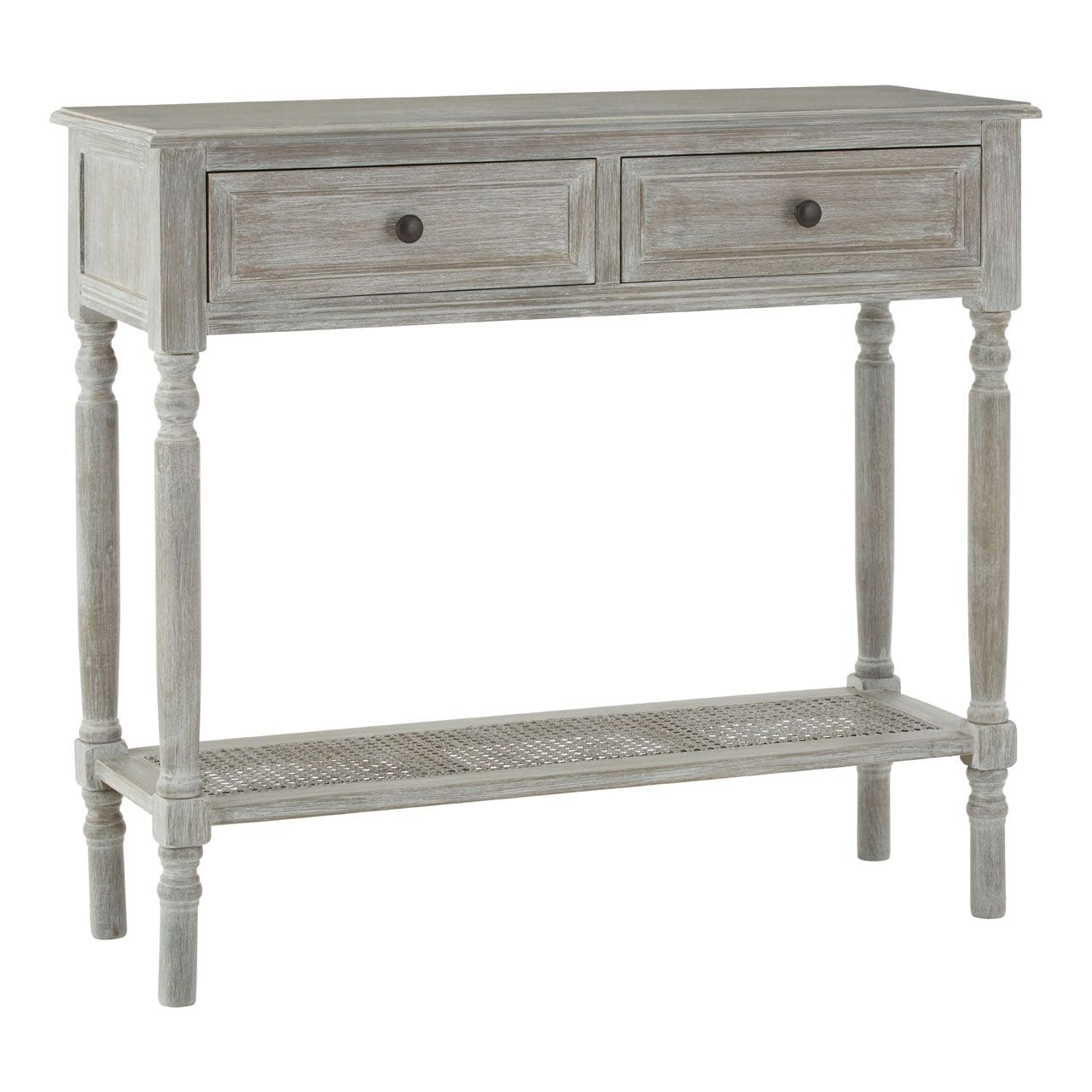 Heritage Wooden Console Table In Slate Grey With 2 Drawers