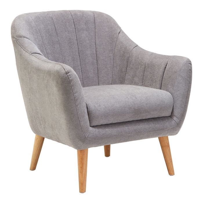 Guaruja Chenille Fabric Upholstered Armchair In Grey
