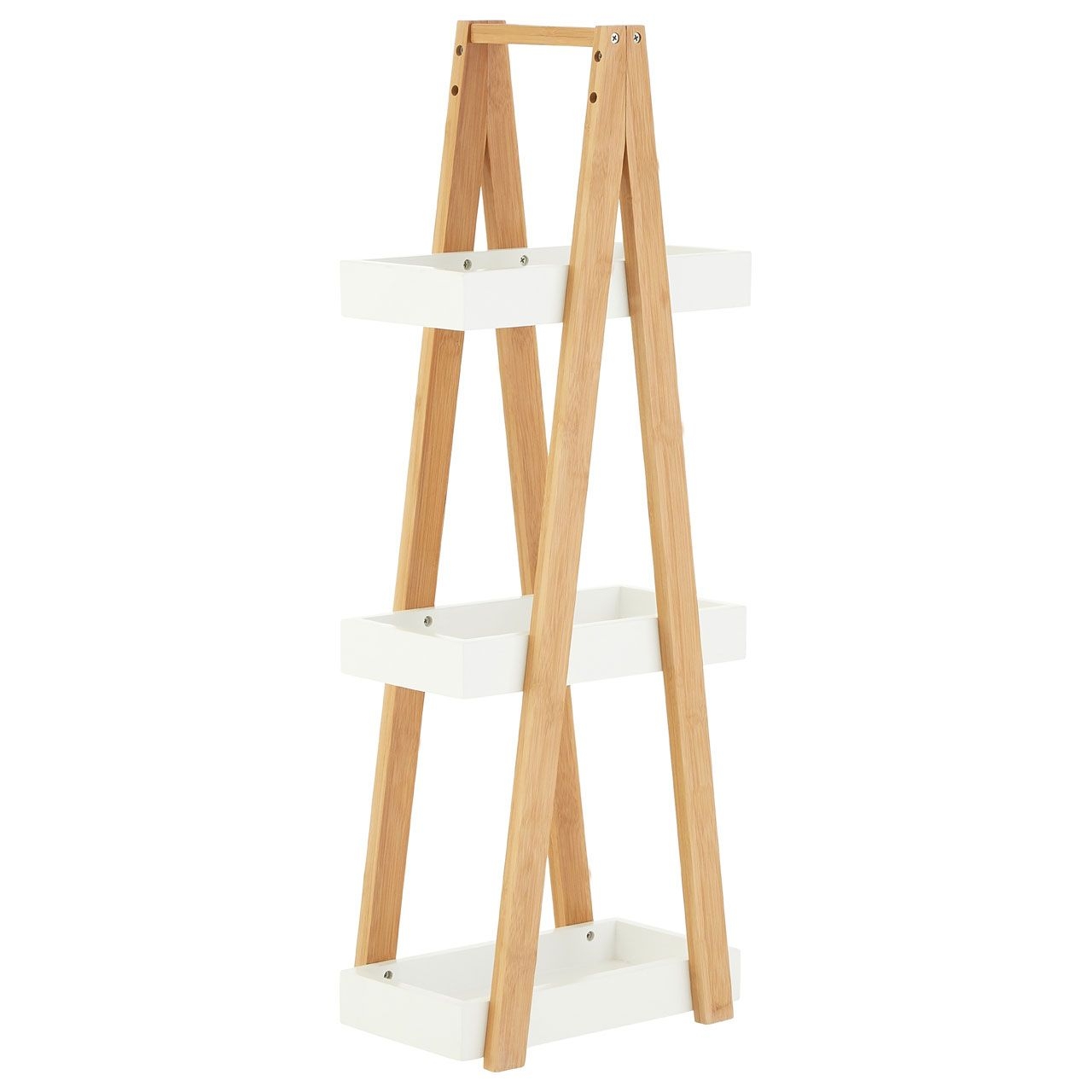 Nostra 3 Tier Wooden Shelving Unit In White High Gloss And Bamboo