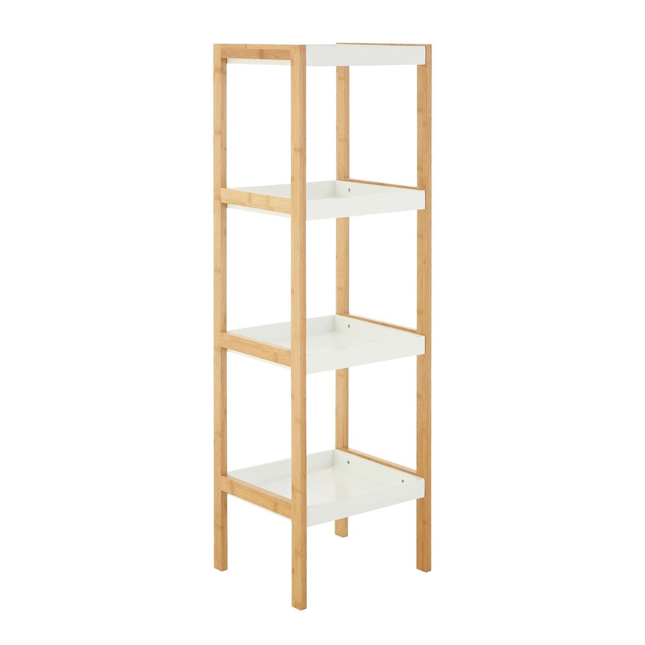 Nostra 4 Tier Wooden Shelving Unit In White High Gloss And Bamboo