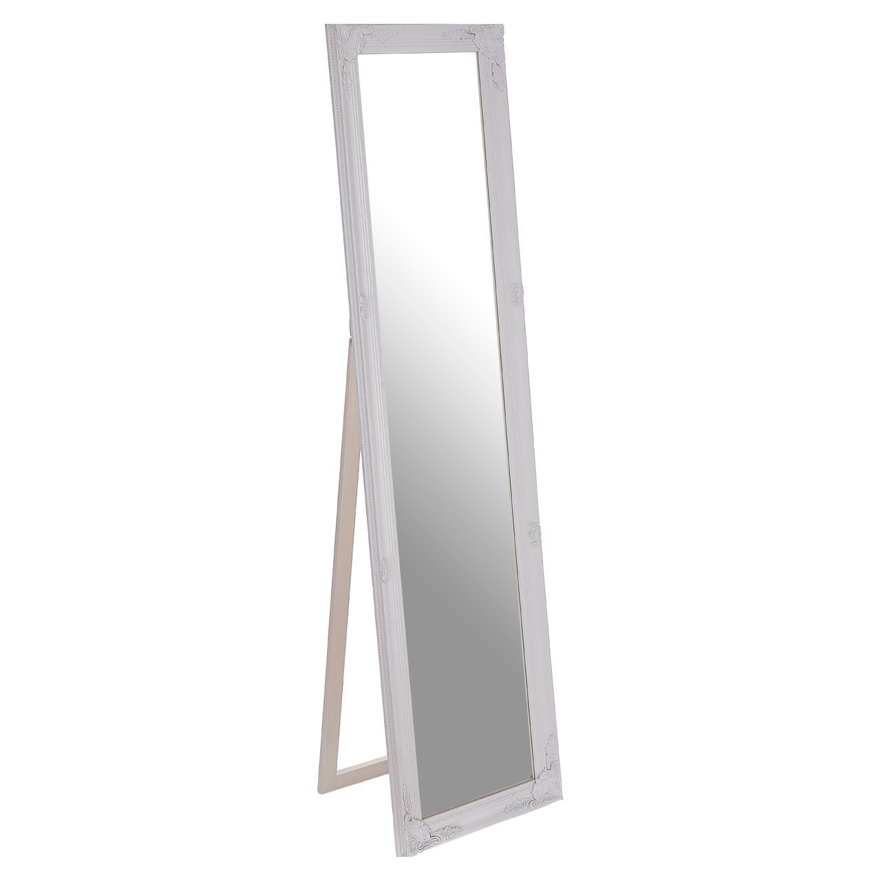 Elizabeth Floor Standing Dressing Mirror In White Wooden Frame