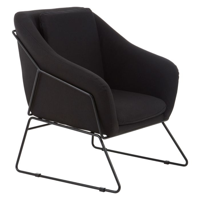 Serra Velvet Upholstered Armchair In Black