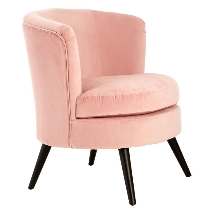 Roset Round Plush Velvet Upholstered Armchair In Pink