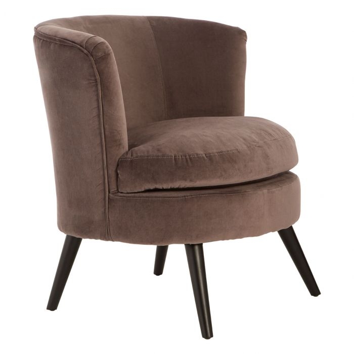 Roset Round Plush Velvet Upholstered Armchair In Grey