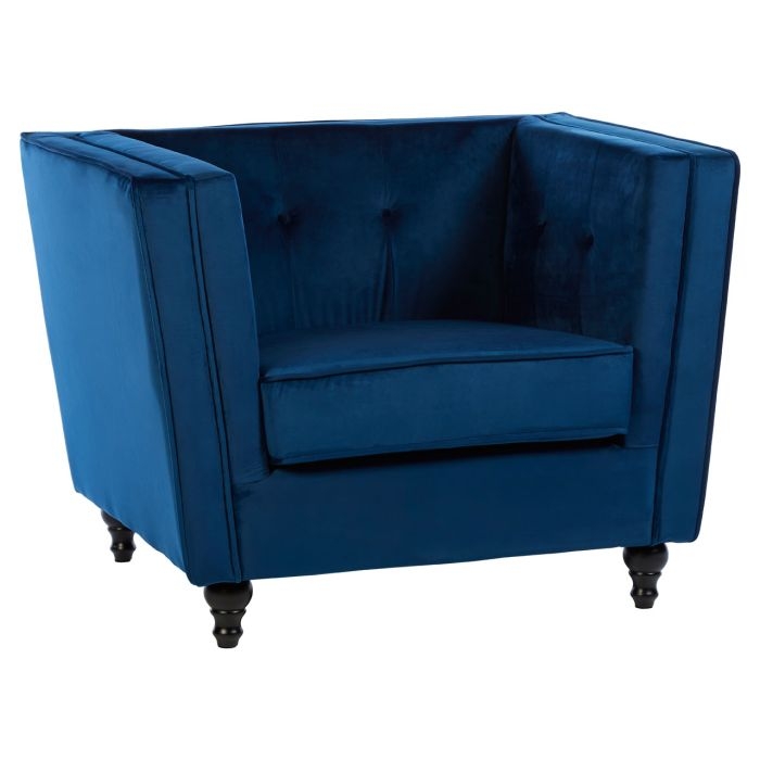 Frejus Velvet Upholstered Armchair In Navy