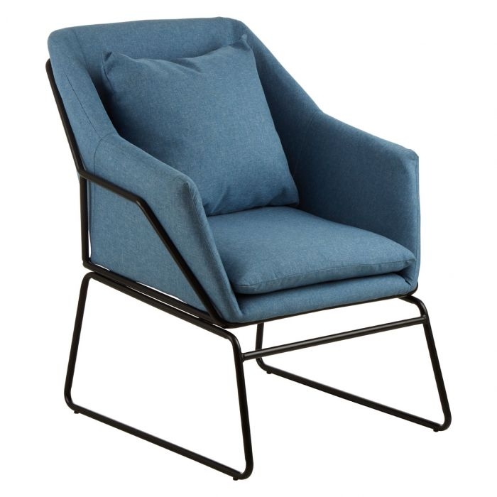 Serra Velvet Upholstered Armchair In Blue