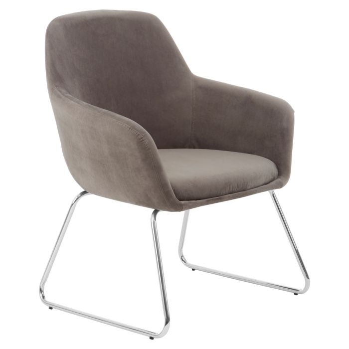 Serra Velvet Upholstered Bedroom Chair In Grey
