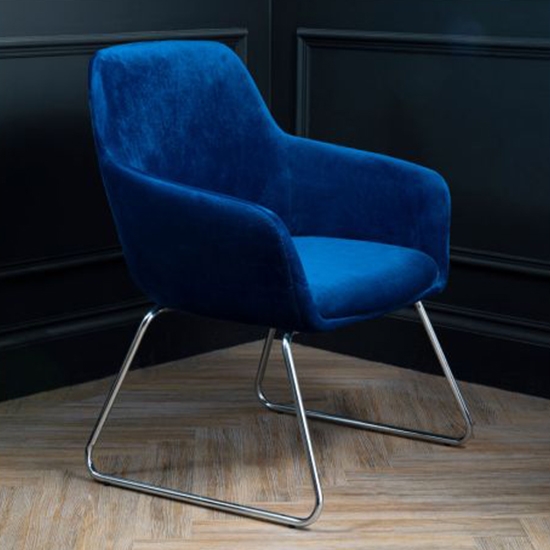 Serra Velvet Upholstered Bedroom Chair In Blue