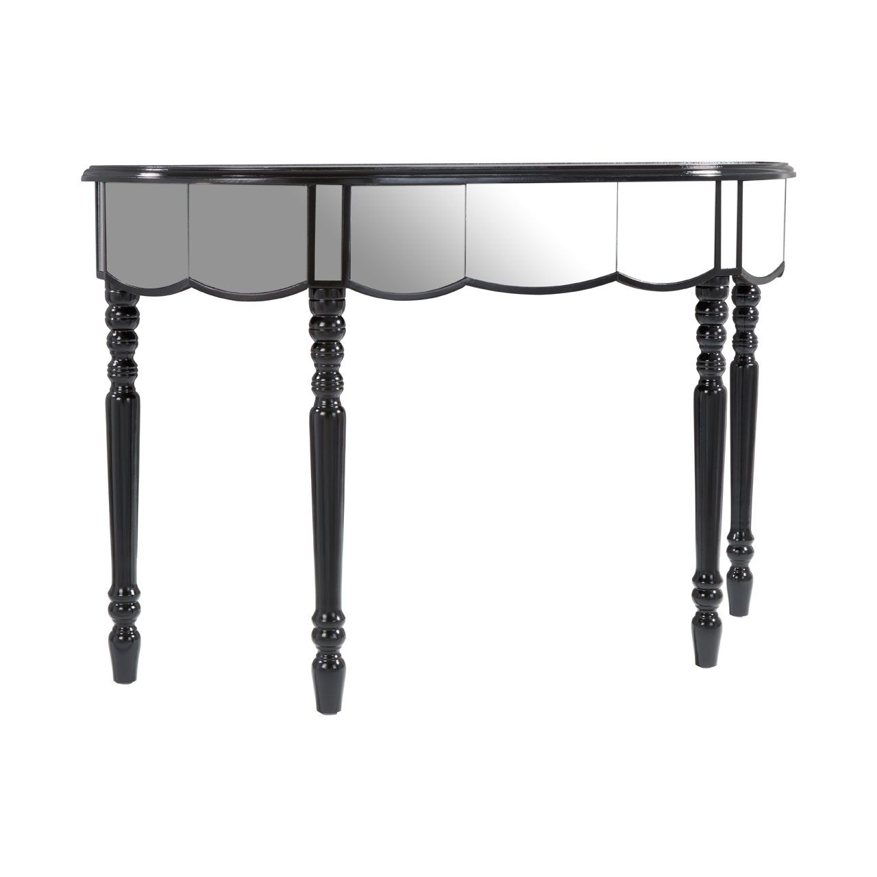 Tiffany Mirrored Console Table In Silver And Black
