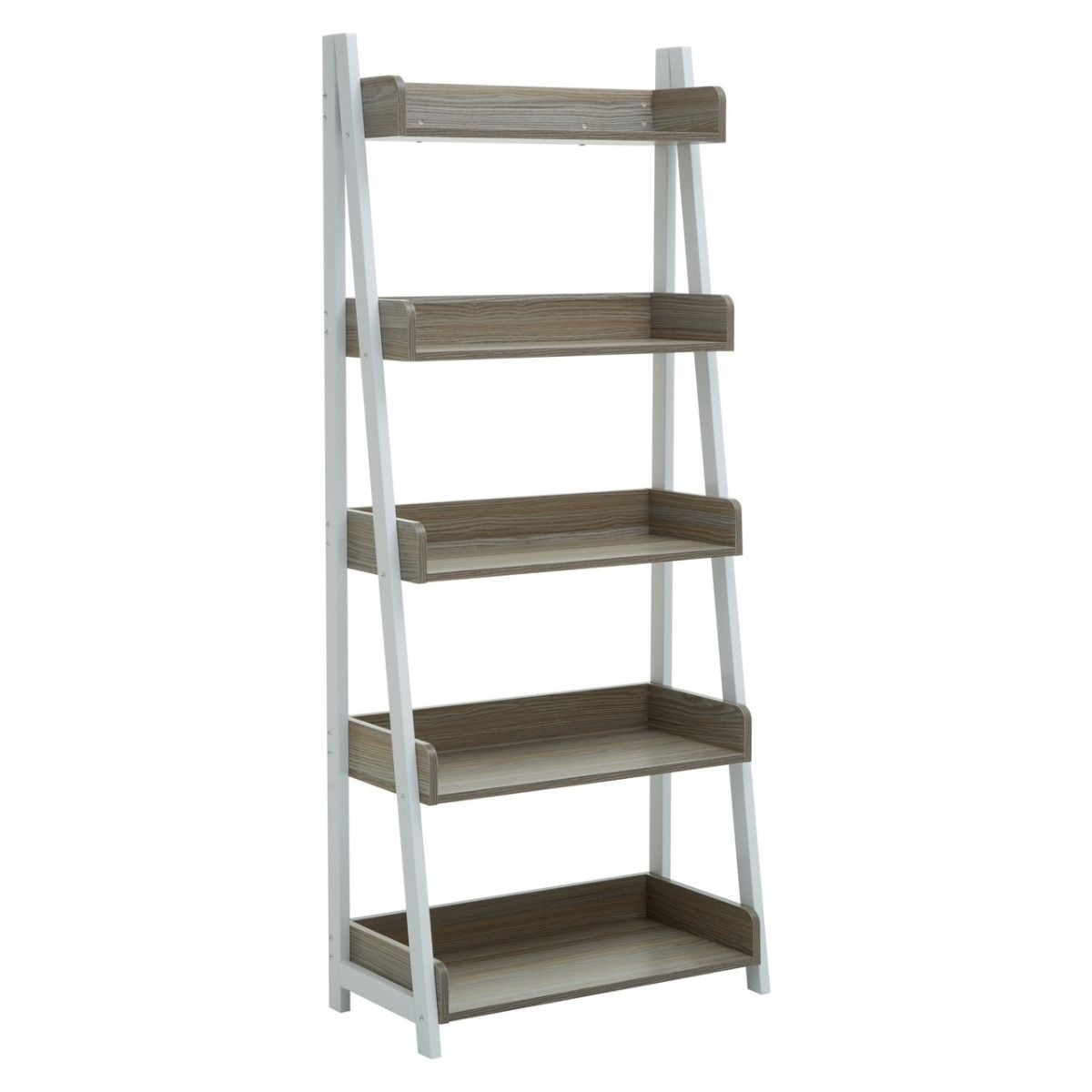 Bradbury Wooden 5 Tier Ladder Shelving Unit In Light Oak