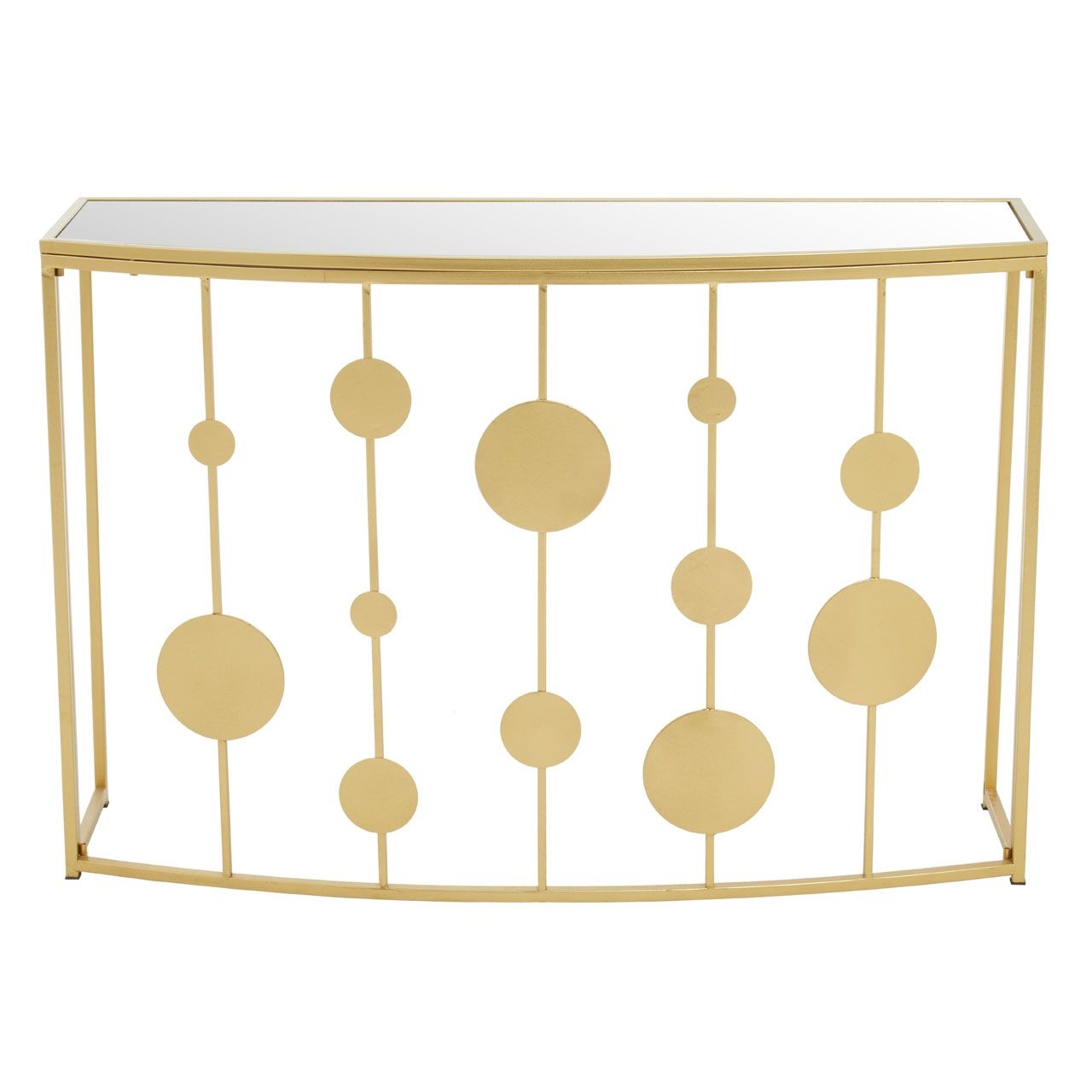 Farran Mirrored Console Table With Gold Clean Lined Metal Base