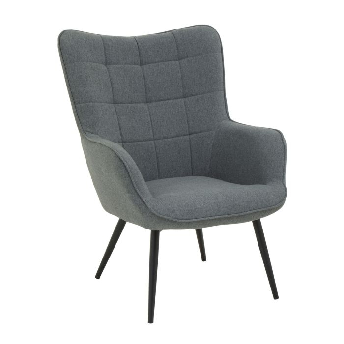 Stockholm Grey Fabric Upholstered Armchair With Black Legs