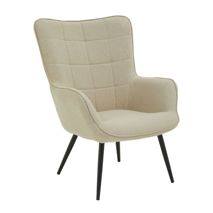 Stockholm Fabric Upholstered Armchair In Natural With Black Legs