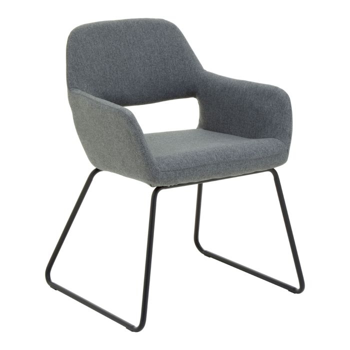 Stockholm Grey Fabric Upholstered Dining Chair With Black Legs