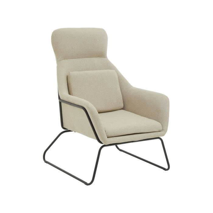 Stockholm Natural Velvet Upholstered Armchair With Black Legs