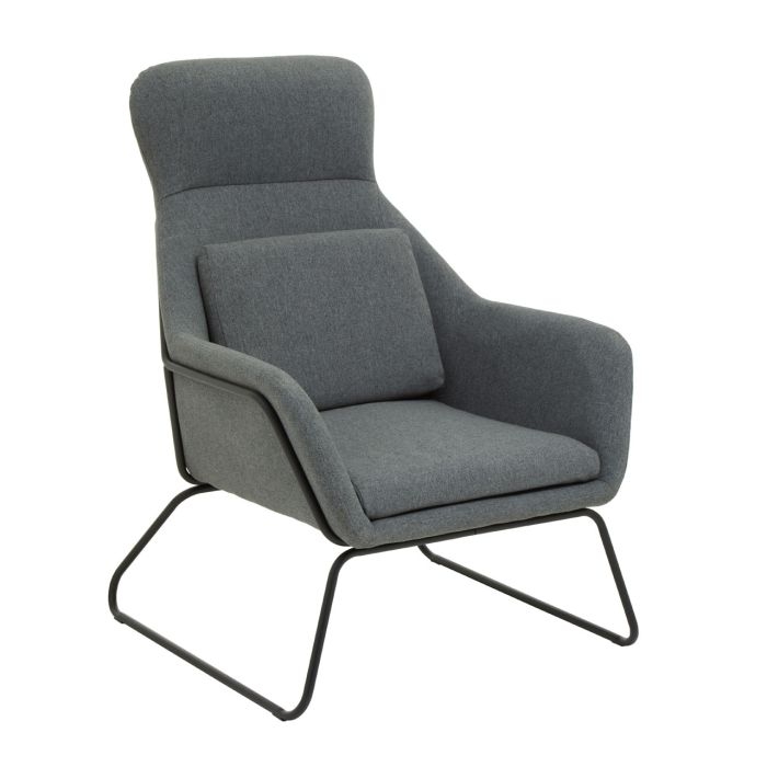 Stockholm Grey Velvet Upholstered Armchair With Black Legs