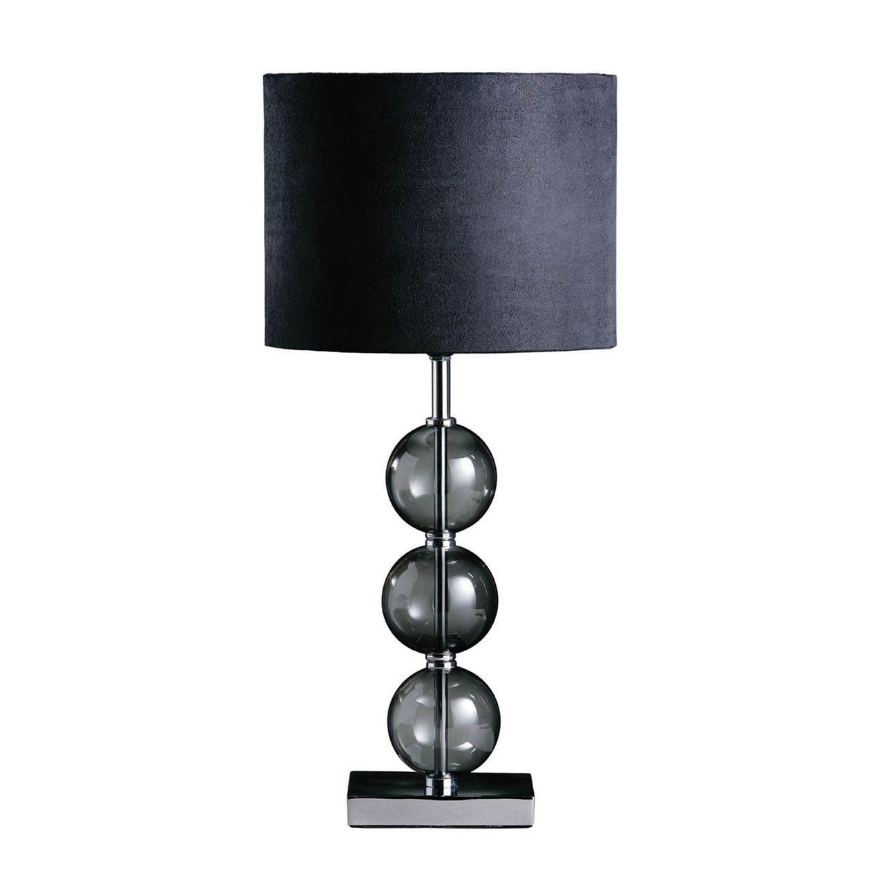 Mistro Black Fabric Shade Table Lamp With Chrome Metal Base