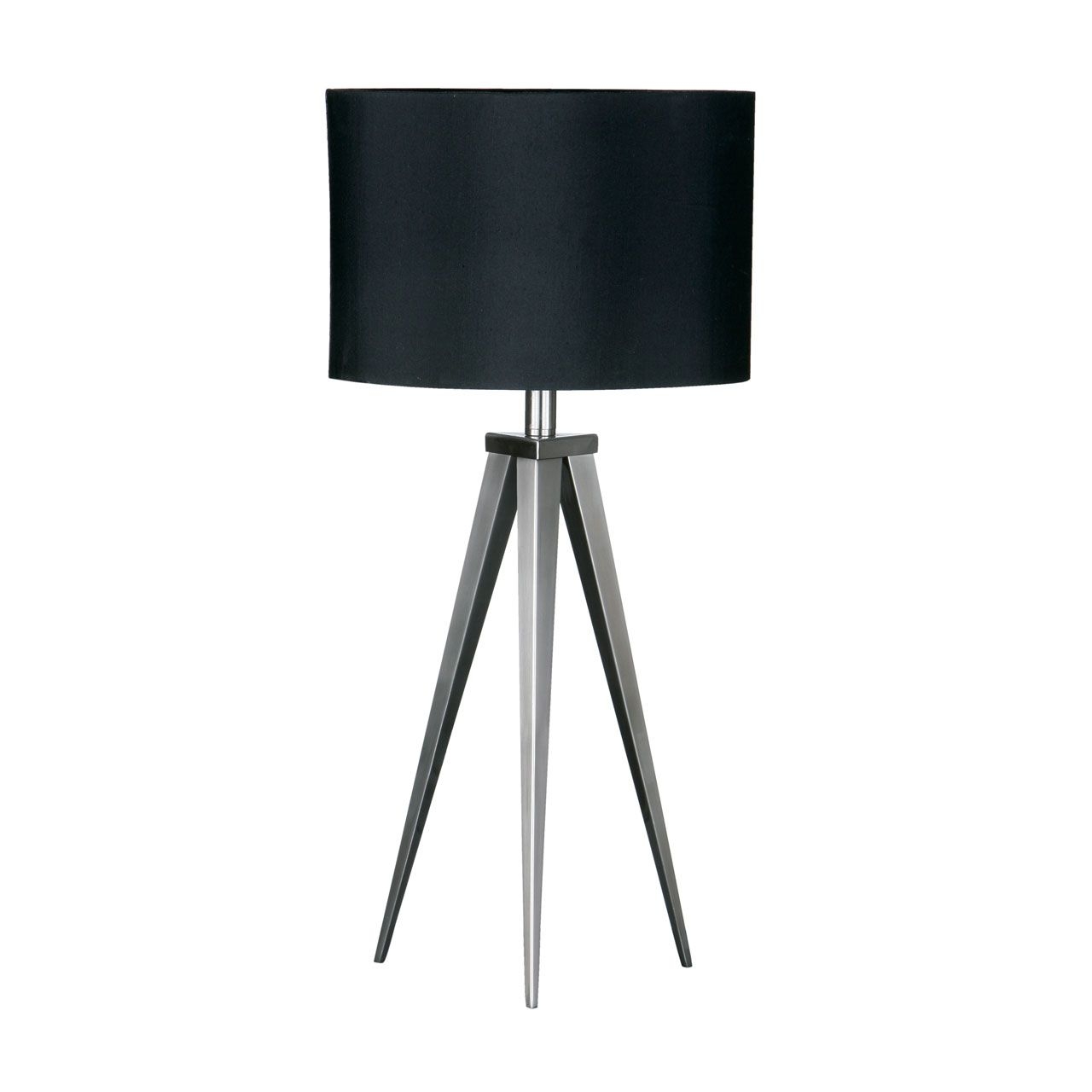 Seitro Black Fabric Shade Table Lamp With Chrome Metal Tripod Base