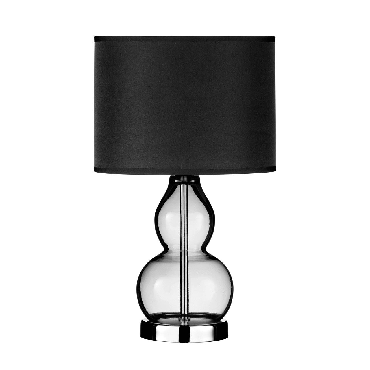 Brenton Black Fabric Shade Table Lamp With Smoke Grey Glass Base