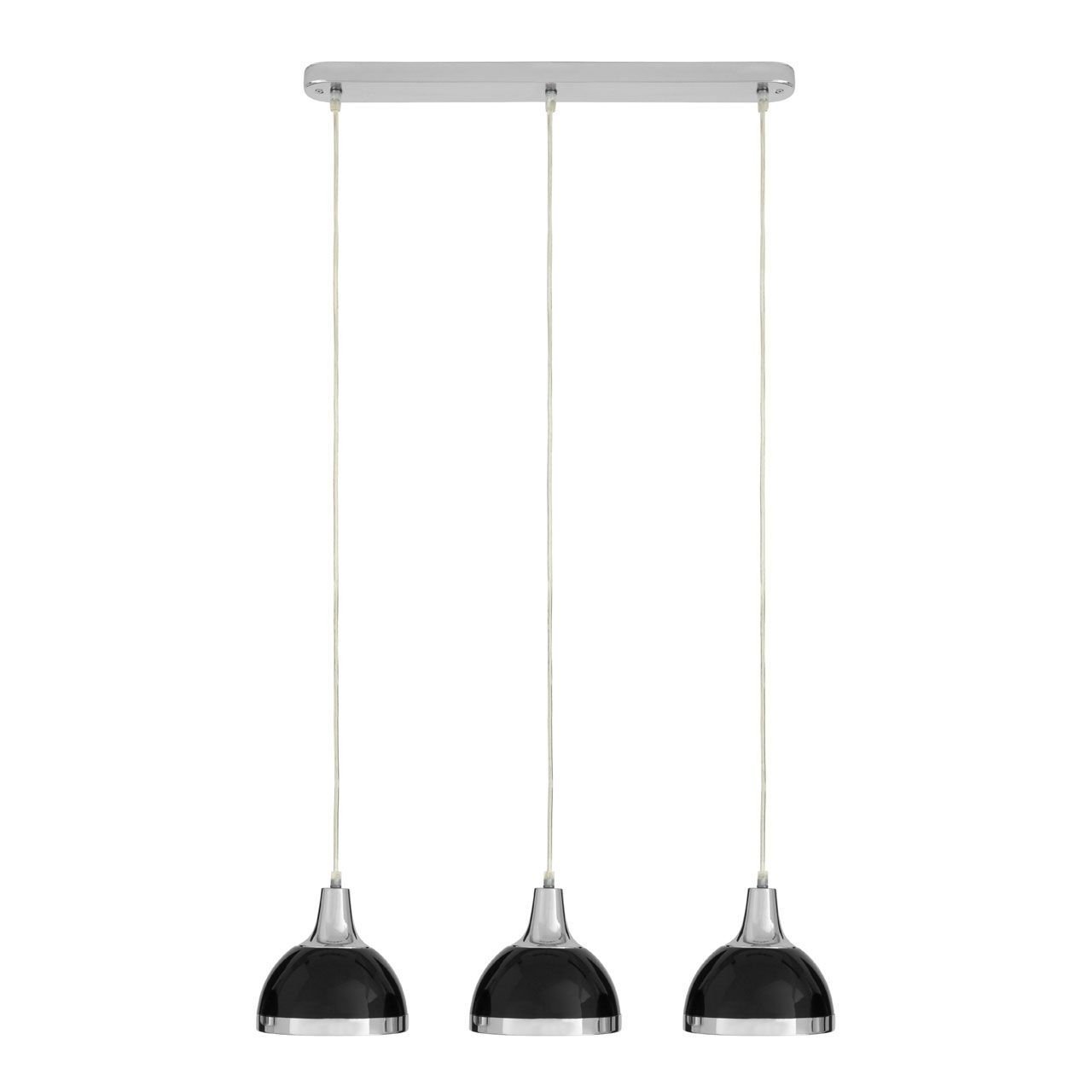 Jasper 3 Metal Shades Ceiling Pendant Light In Black And Chrome