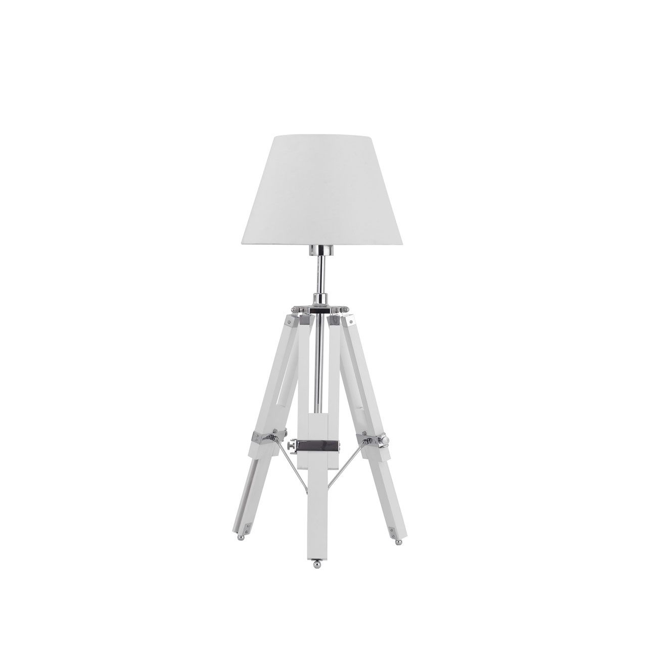 Jasper White Fabric Shade Table Lamp With Tripod Wooden Base