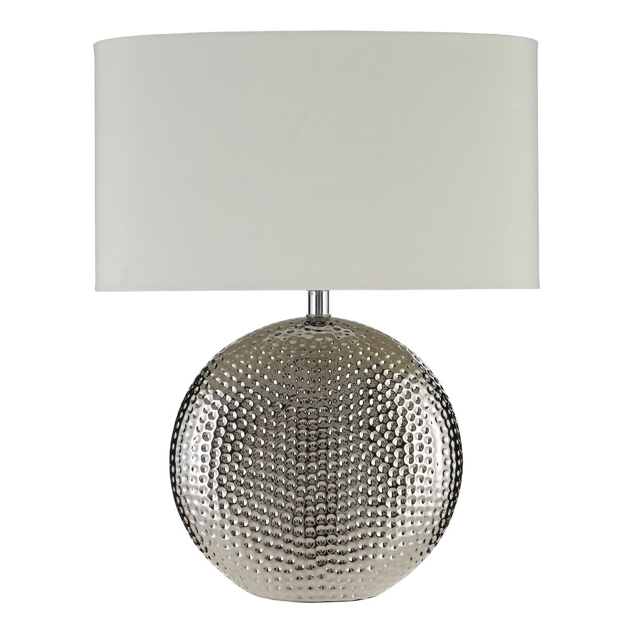 Joshua White Fabric Shade Table Lamp With Silver Ceramic Base