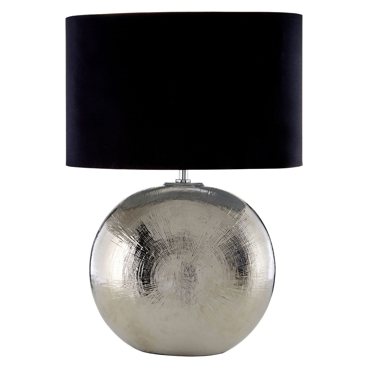 Jarvis Black Fabric Shade Table Lamp With Silver Ceramic Base