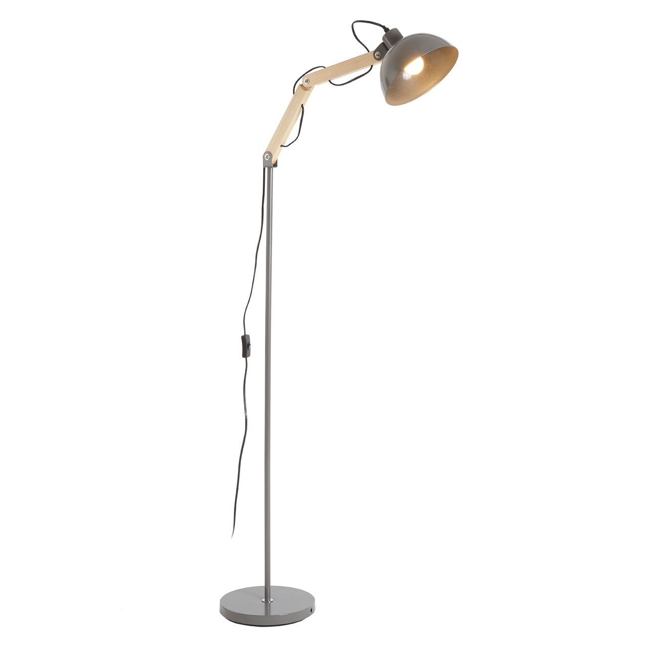 Blair Grey High Gloss Shade Floor Lamp With Metal Stalk