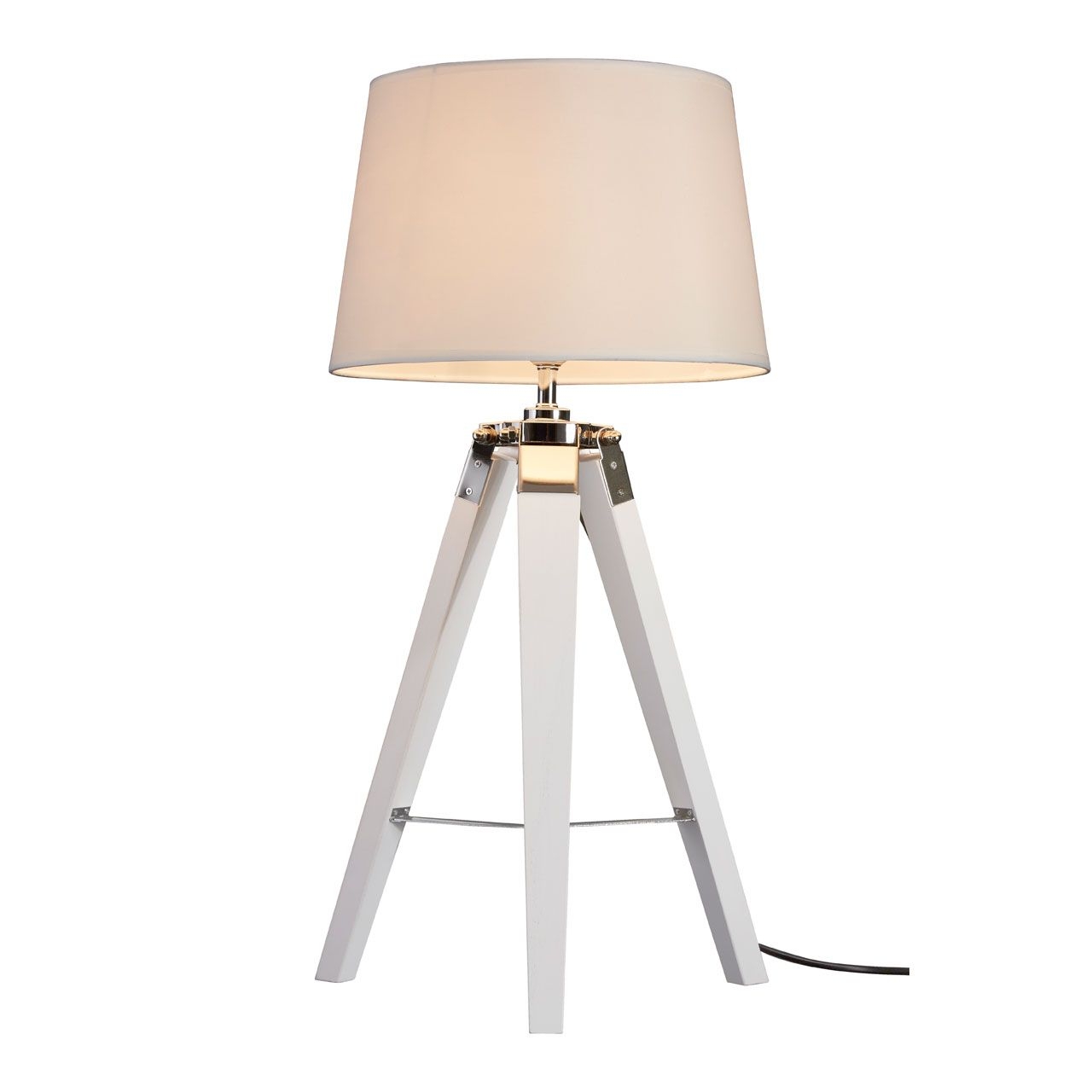 Bailey Cream Fabric Shade Table Lamp With White Wooden Tripod Base