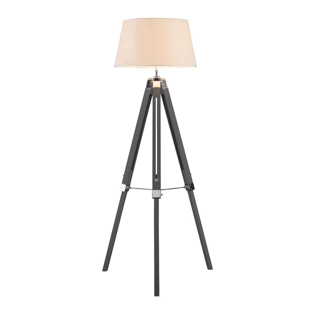 Bailey Cream Fabric Shade Floor Lamp With Grey Wooden Tripod Base