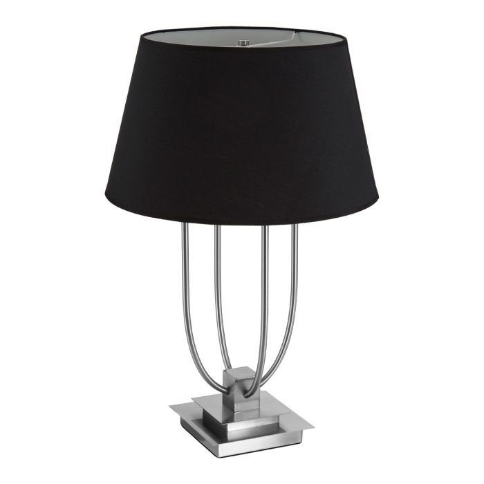 Roslin Black Fabric Shade Table Lamp With Satin Nickel Base