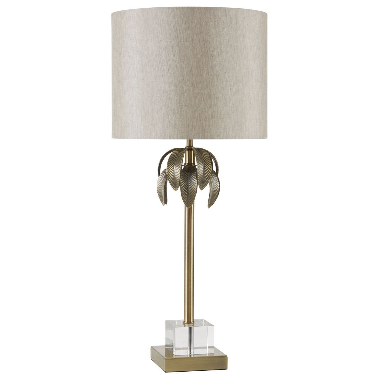 Herta Grey Fabric Shade Table Lamp With Tree Shaped Steel Base