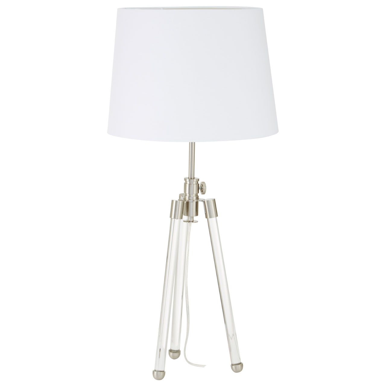 Halia White Fabric Shade Table Lamp With Crystal Tripod Base