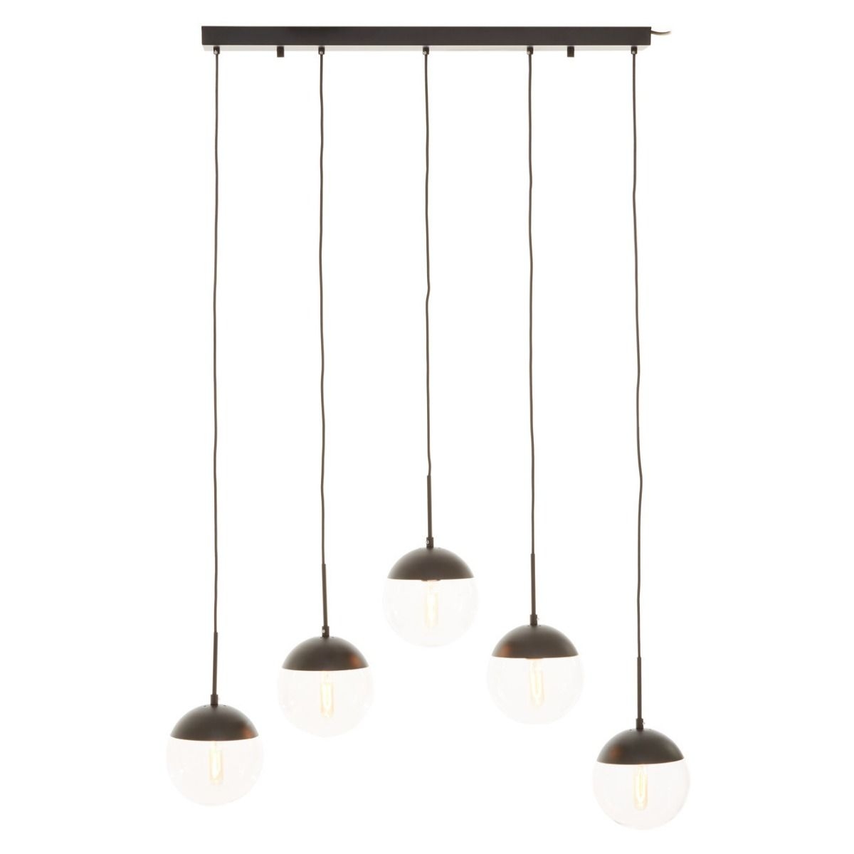 Revive 5 Clear Glass Shades Ceiling Pendant Light In Black