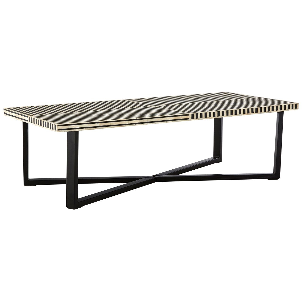 Boho Rectangular Wooden Coffee Table In Monochromatic Effect