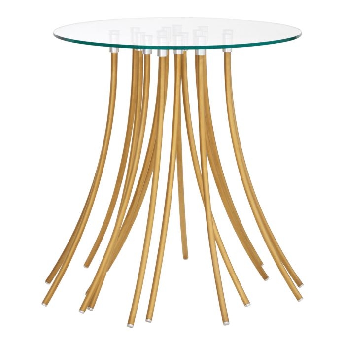 Ianto Clear Glass Side Table With Gold Metal Legs