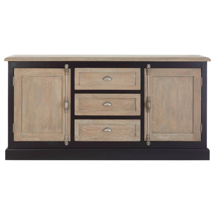 Knowle Wooden Sideboard In Oak And Black With 2 Doors And 3 Drawers