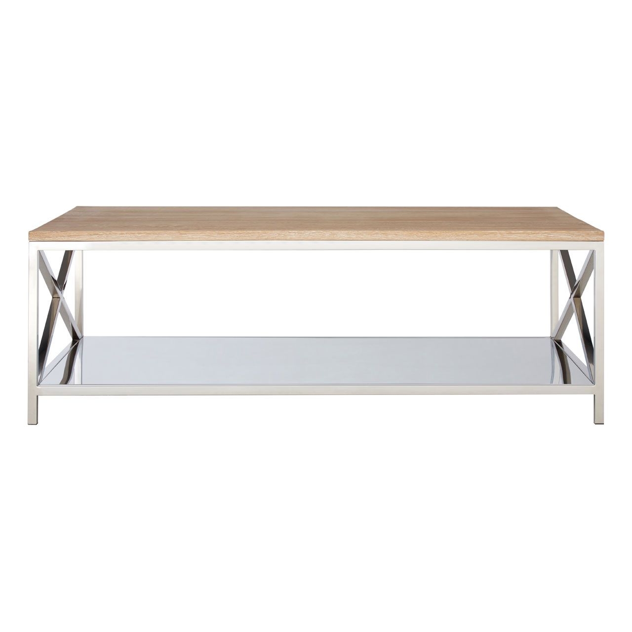 Chiswick Wooden Coffee Table In Oak With Stainless Steel Base