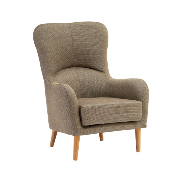 Kurume Fabric Upholstered Armchair In Mink With Ash Wood Legs