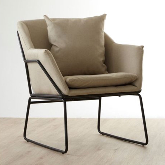Serra Fabric Upholstered Armchair In Stone